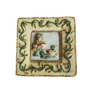 Vintage Hunter & Duck Tic Tac Toe Resin Game Box Figurine Decorative Collectible